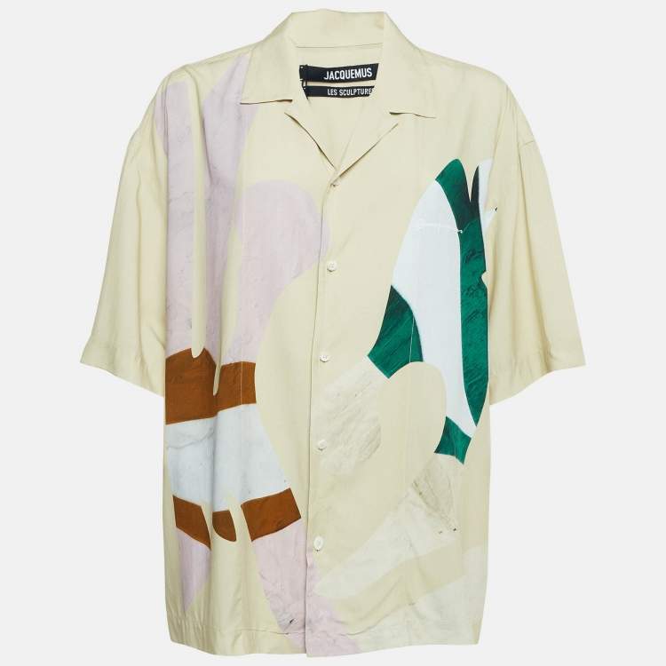 Pre Owned Jacquemus Beige Printed Crepe La Chemise Jean Shirt XXL
