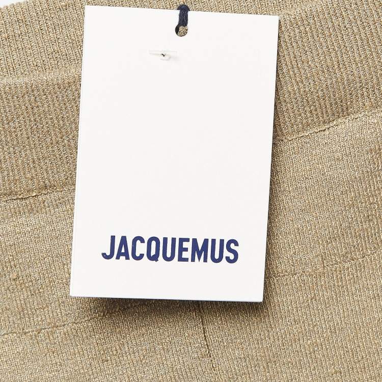 Pre Owned Jacquemus Khaki Green Linen Blend Knit Sierra Shorts L