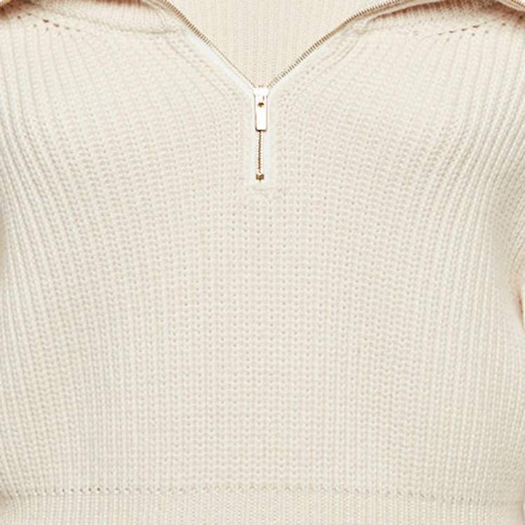 Pre Owned Jacquemus Light Beige Wool Knit Double Layered Sweater L