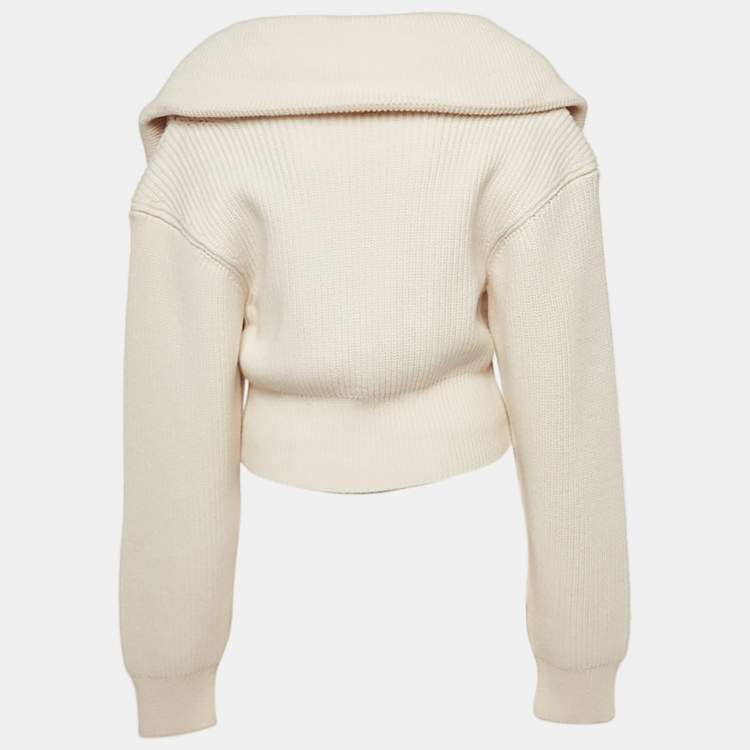 Pre Owned Jacquemus Light Beige Wool Knit Double Layered Sweater L
