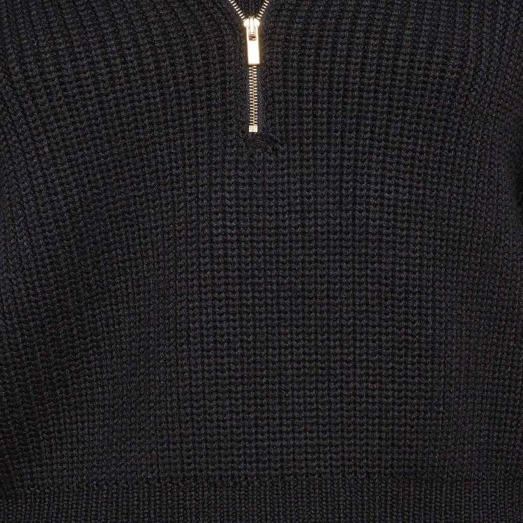 Pre Owned Jacquemus Black Wool Knit Double Layered Sweater XL