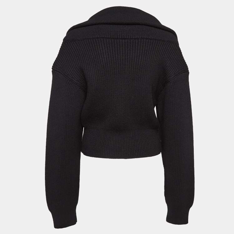 Pre Owned Jacquemus Black Wool Knit Double Layered Sweater XL