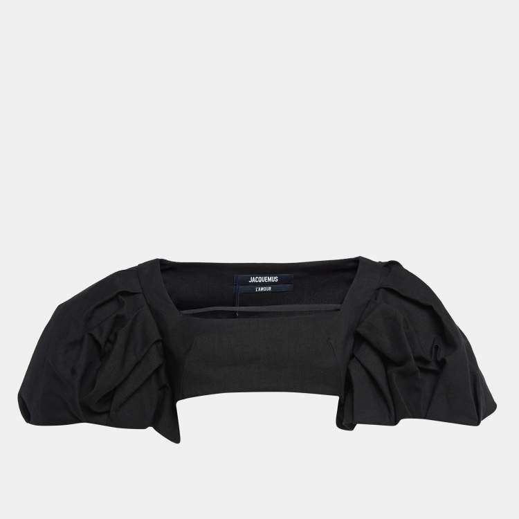 Pre Owned Jacquemus Black Wool Blend Exaggerated Sleeve Le Haut Camargue Top M