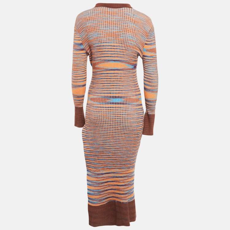 Pre Owned Jacquemus Brown Rib Knit La Robe Zucca Midi Dress M