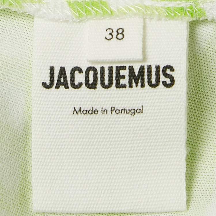 Pre Owned Jacquemus Green Checkered Print Jersey La Robe Nodi Midi Dress M