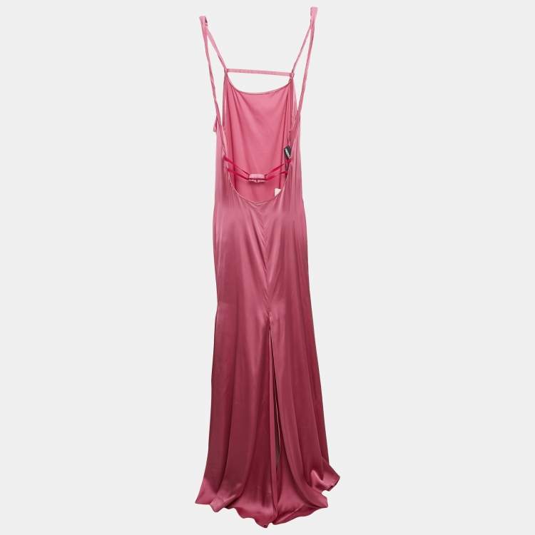 Pre Owned Jacquemus La Robe Stretch Satin Open-Back Mentalo Maxi Dress L
