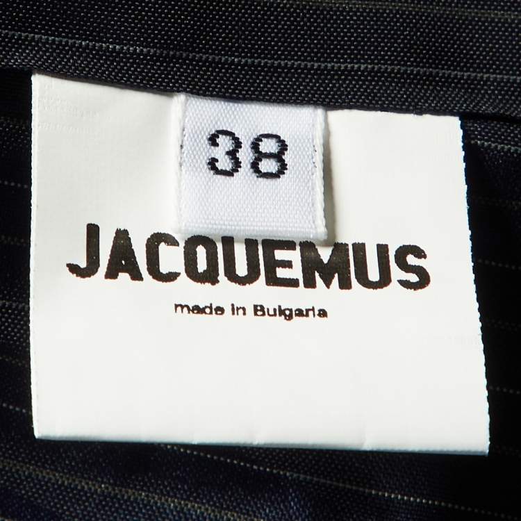 Pre Owned Jacquemus Grey Striped Cotton & Wool La Veste Structured Blazer M