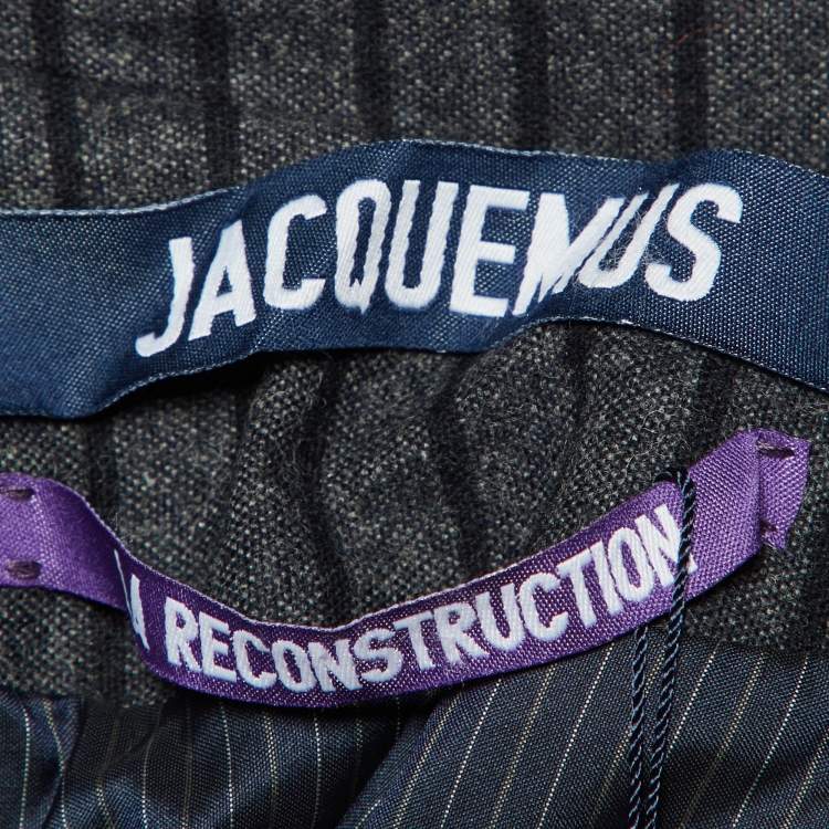 Pre Owned Jacquemus Grey Striped Cotton & Wool La Veste Structured Blazer M