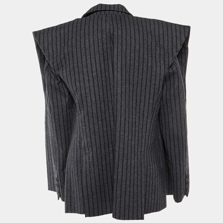 Pre Owned Jacquemus Grey Striped Cotton & Wool La Veste Structured Blazer M