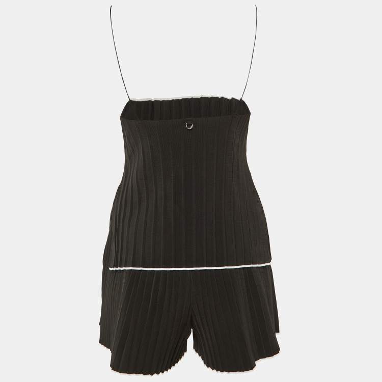 Pre Owned Jacquemus Black Plisse Maille Top & Shorts Set M