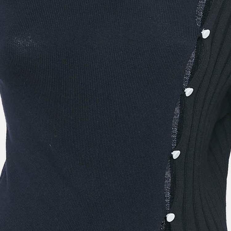 Pre Owned Jacquemus Navy Blue /Black Wool Asymmetrical Cut -out Sweater S
