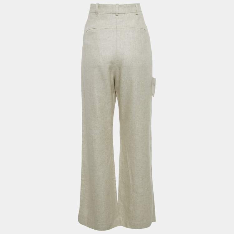 مملوكة مسبقًا Jacquemus Beige Linen La Pantalon Sauge Trousers M
