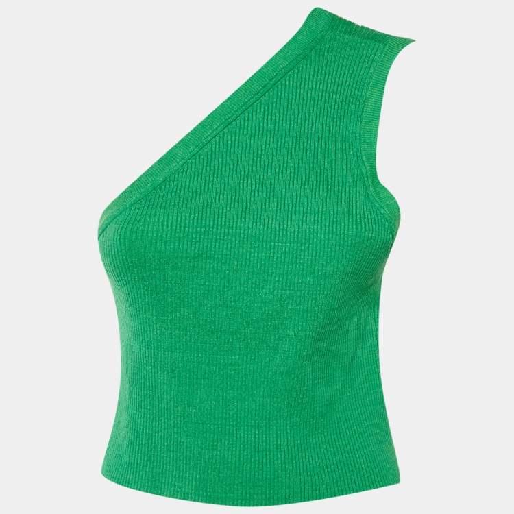 Pre Owned Jacquemus Green Linen Knit La Maille Ascu One SHoulder Top XL