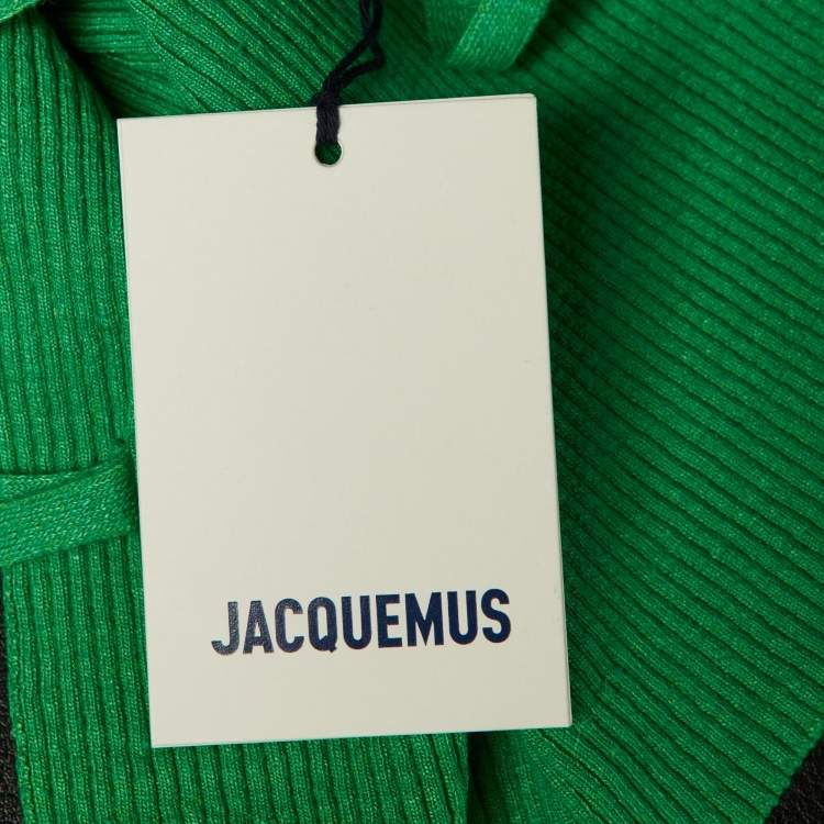 Pre Owned Jacquemus Green Linen Knit La Maille Ascu One SHoulder Top XL