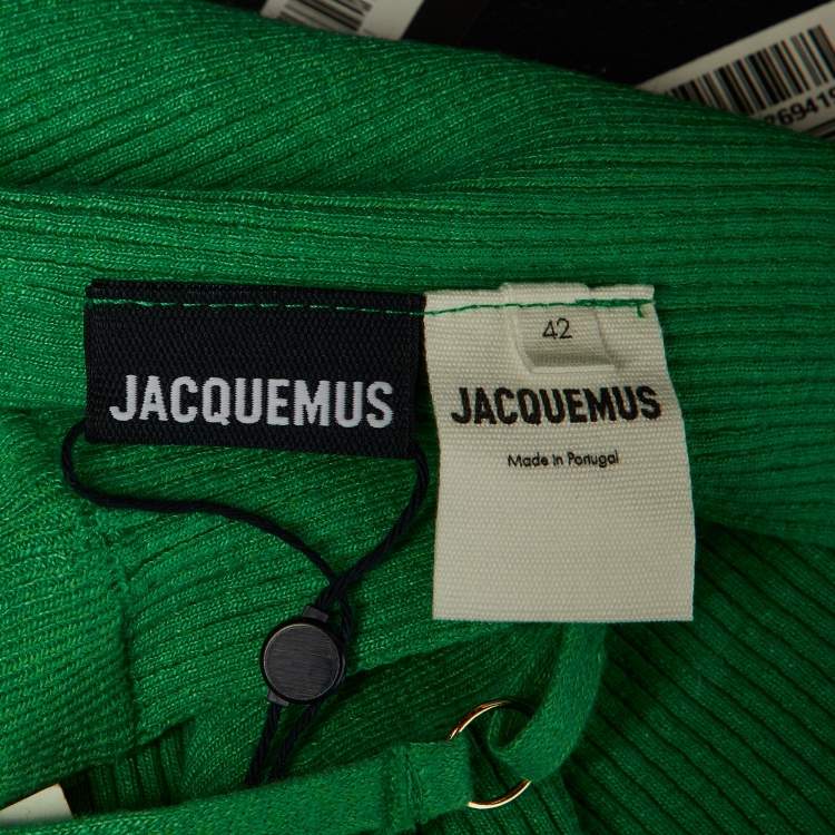 Pre Owned Jacquemus Green Linen Knit La Maille Ascu One SHoulder Top XL