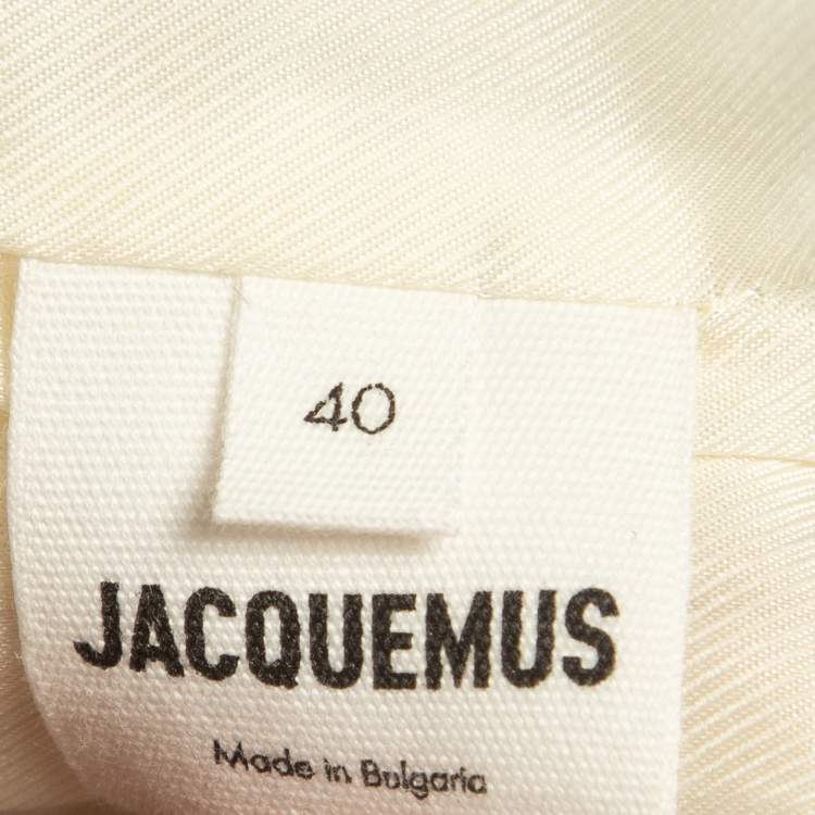Pre Owned Jacquemus Beige Wool Long Sleeve Lace-Up Mid Length Coat M