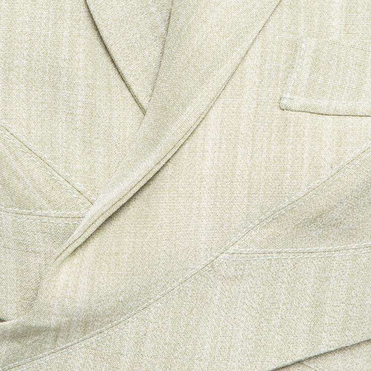 Pre Owned Jacquemus Light Green Canvas Le Haut Azur Cropped Blazer S