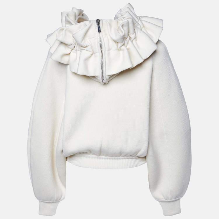 Pre Owned Jacquemus Cream Wool & Cotton La Maille Crinoline Ruffled Jumper S