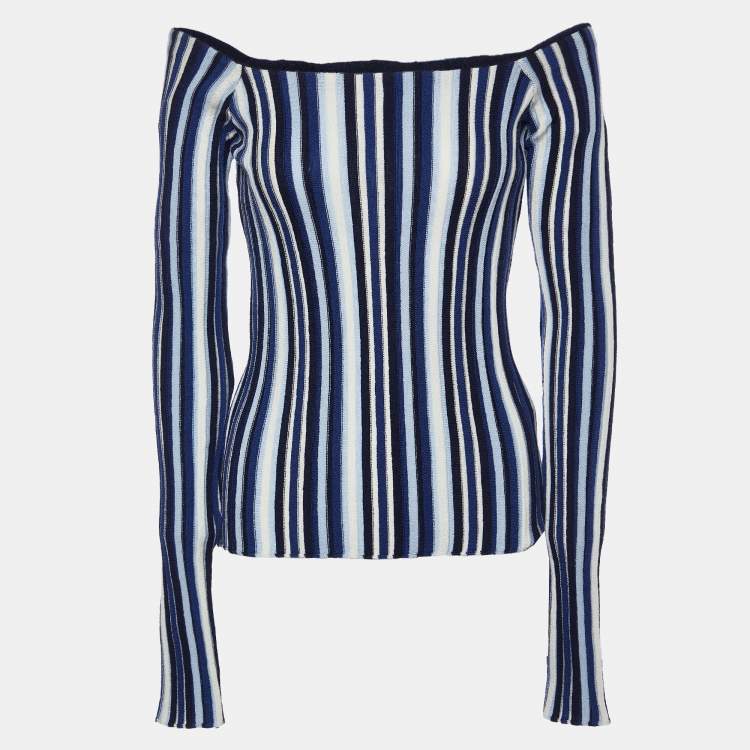 Pre Owned Jacquemus Blue Striped Wool Knit La Maille Top S