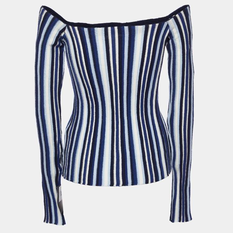 Pre Owned Jacquemus Blue Striped Wool Knit La Maille Top S
