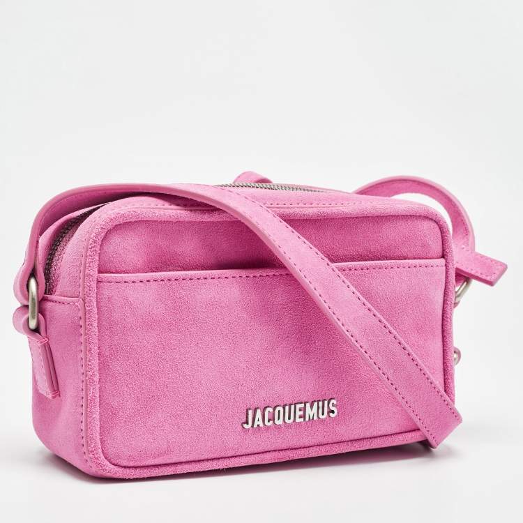 Pre Owned Jacquemus Pink Suede Le Baneto Shoulder Bag