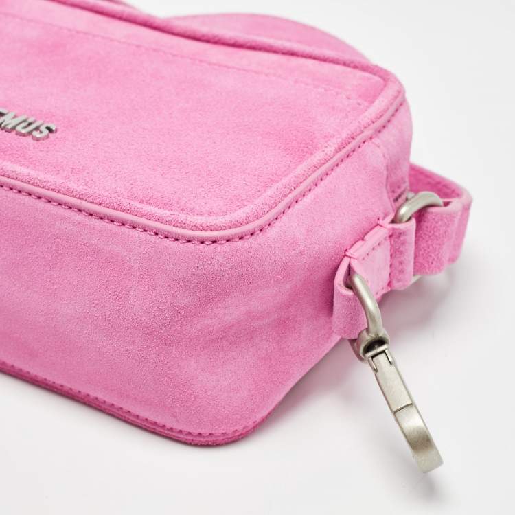 Pre Owned Jacquemus Pink Suede Le Baneto Shoulder Bag