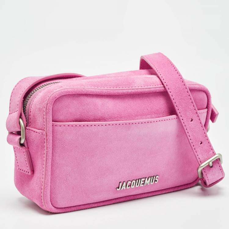 Pre Owned Jacquemus Pink Suede Le Baneto Shoulder Bag