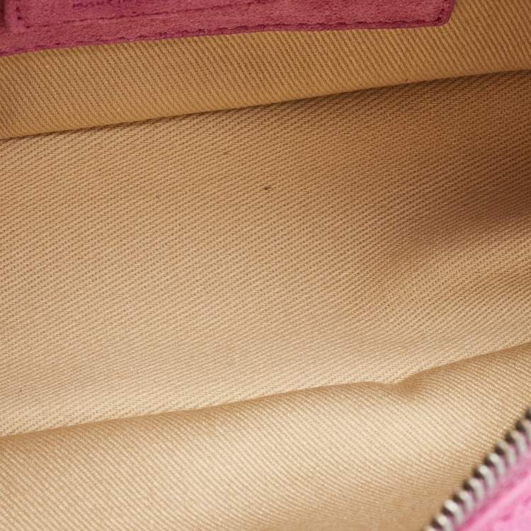Pre Owned Jacquemus Pink Suede Le Baneto Shoulder Bag