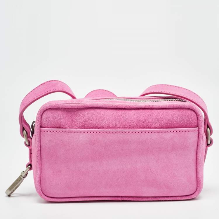 Pre Owned Jacquemus Pink Suede Le Baneto Shoulder Bag