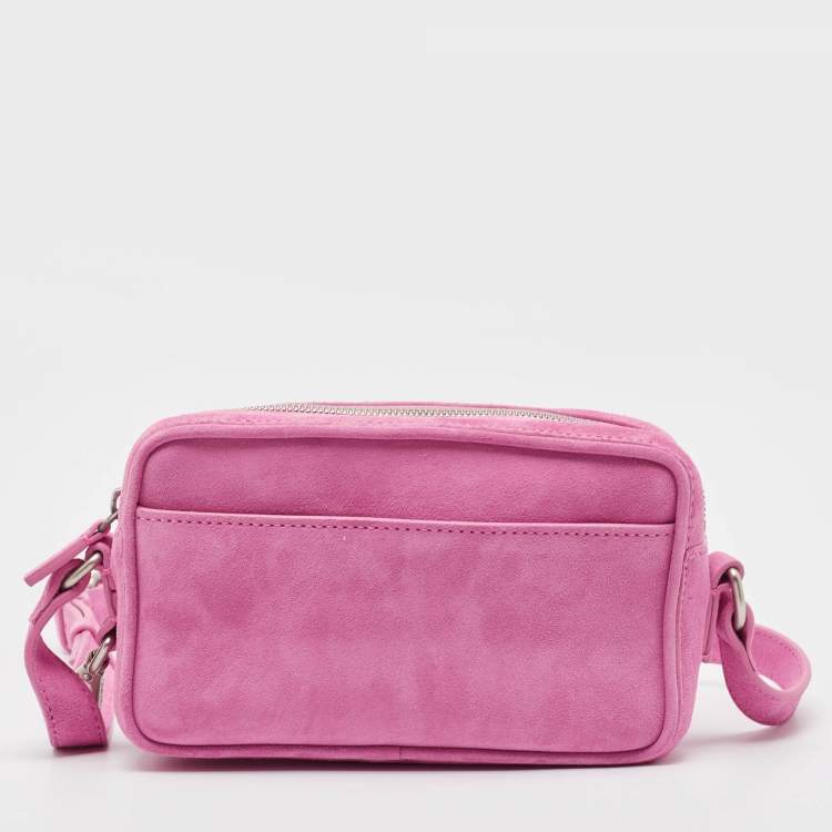 Pre Owned Jacquemus Pink Suede Le Baneto Shoulder Bag