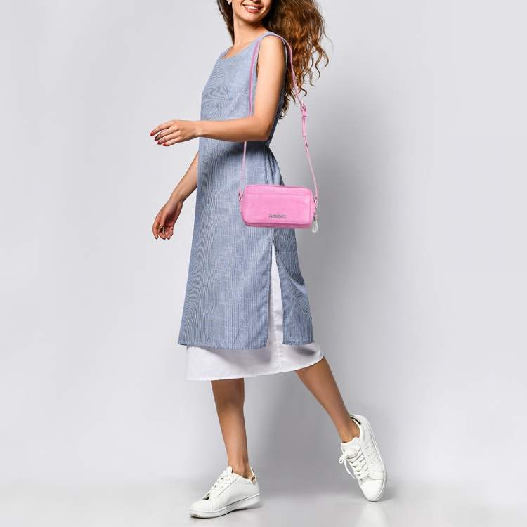 Pre Owned Jacquemus Pink Suede Le Baneto Shoulder Bag