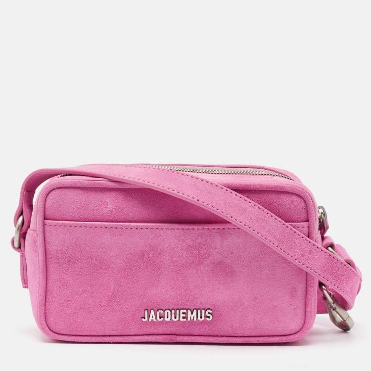 Pre Owned Jacquemus Pink Suede Le Baneto Shoulder Bag