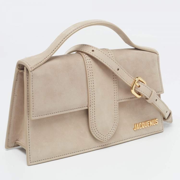 Pre Owned Jacquemus Beige Nubuck Leather Le Grand Bambino Top Handle Bag