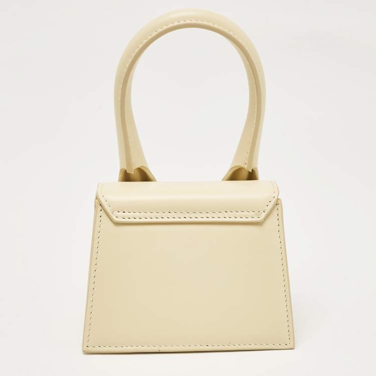 Pre Owned Jacquemus Ivory Leather Mini Le Chiquito Top Handle Bag