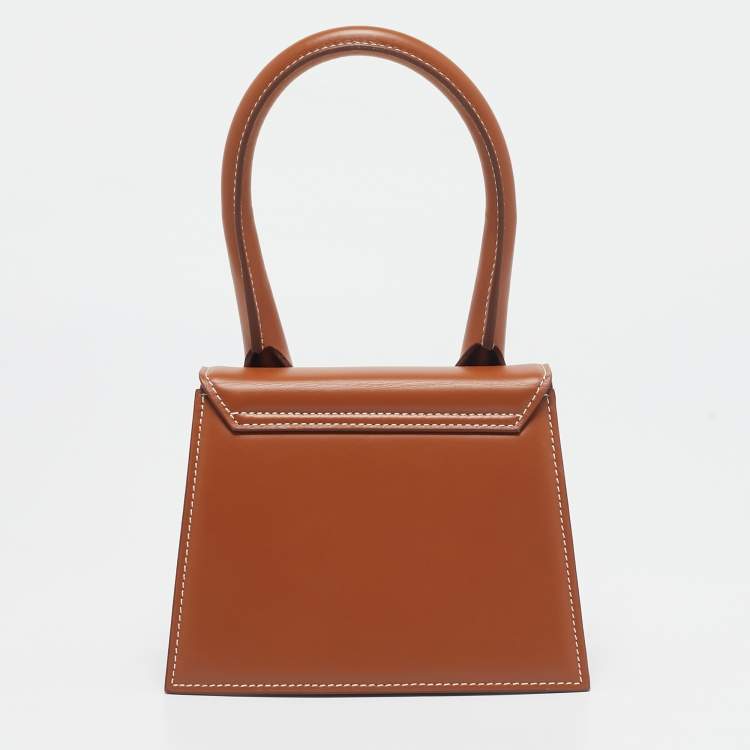 Pre Owned Jacquemus Brown Leather Le Chiquito Moyen Top Handle Bag
