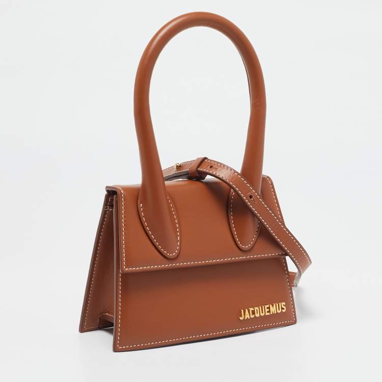 Pre Owned Jacquemus Brown Leather Le Chiquito Moyen Top Handle Bag