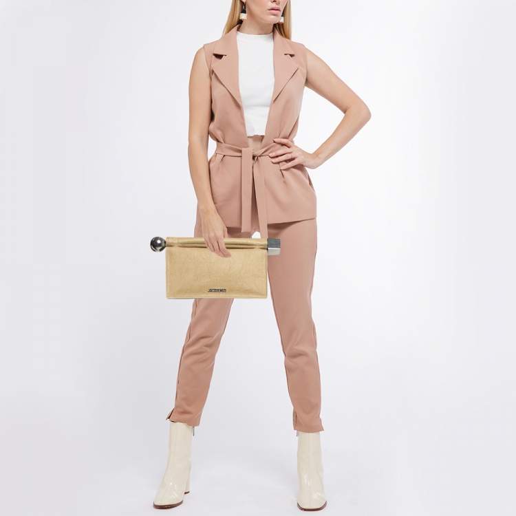 Pre Owned Jacquemus Beige Leather La Pochette Rond Clutch