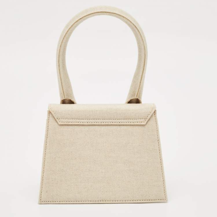 Pre Owned Jacquemus Beige Canvas Le Chiquito Moyen Top Handle Bag