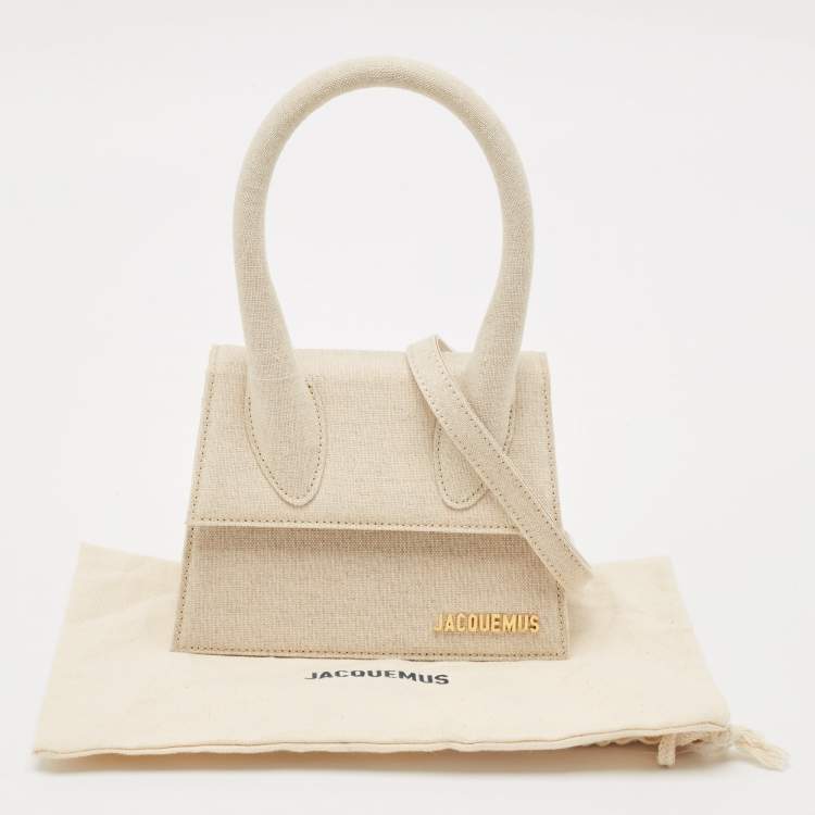 Pre Owned Jacquemus Beige Canvas Le Chiquito Moyen Top Handle Bag