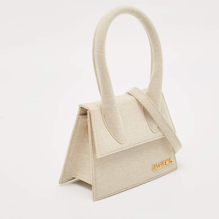Pre Owned Jacquemus Beige Canvas Le Chiquito Moyen Top Handle Bag