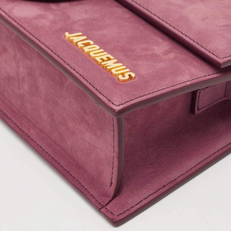 Pre Owned Jacquemus Burgundy Suede Le Grand Bambino Top Handle Bag