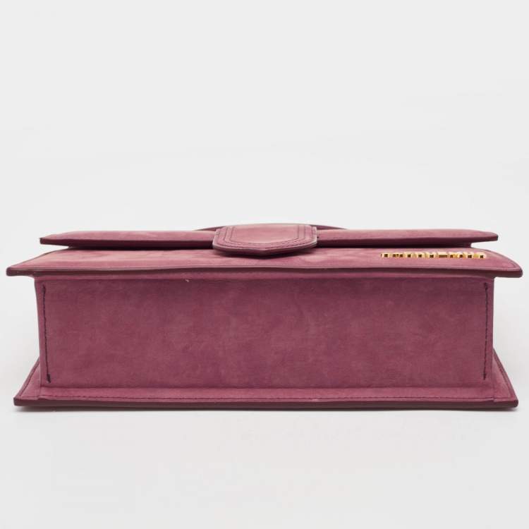Pre Owned Jacquemus Burgundy Suede Le Grand Bambino Top Handle Bag