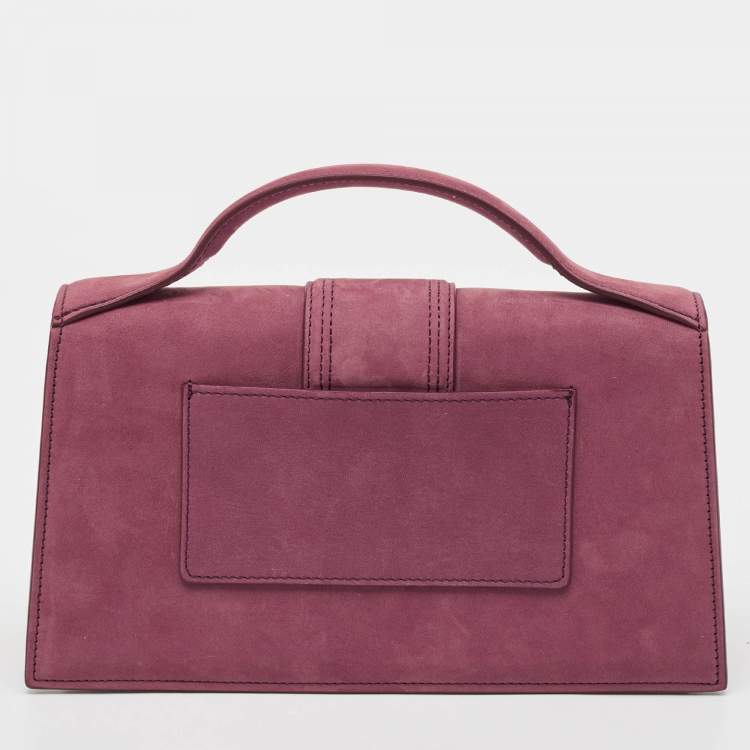 Pre Owned Jacquemus Burgundy Suede Le Grand Bambino Top Handle Bag