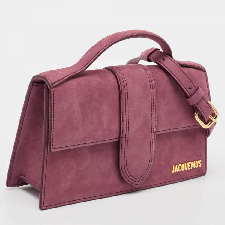 Pre Owned Jacquemus Burgundy Suede Le Grand Bambino Top Handle Bag