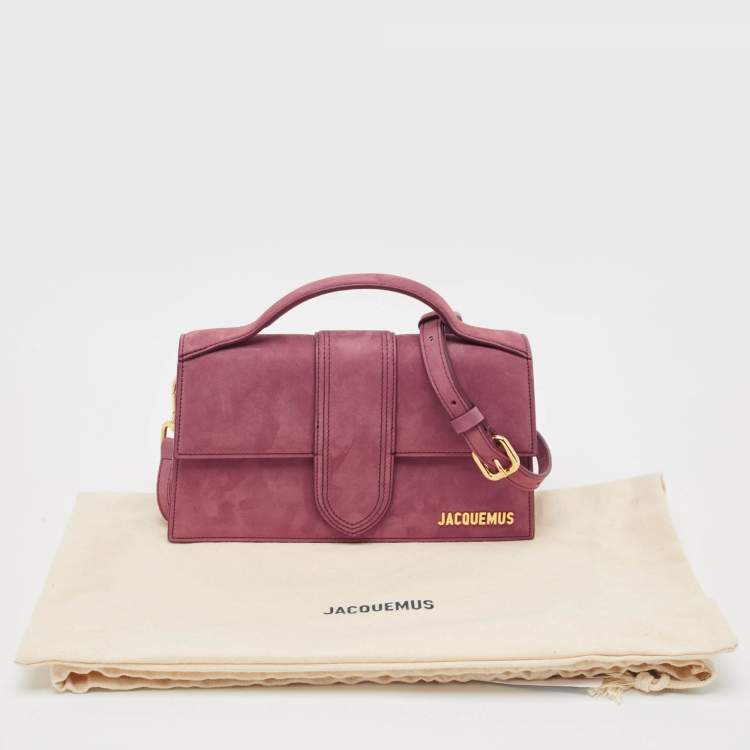 Pre Owned Jacquemus Burgundy Suede Le Grand Bambino Top Handle Bag