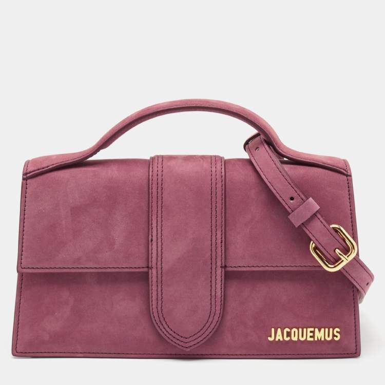 Pre Owned Jacquemus Burgundy Suede Le Grand Bambino Top Handle Bag