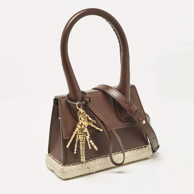 Pre Owned Jacquemus Cacao Leather Le Chiquito Moyen Cordao Top Handle Bag
