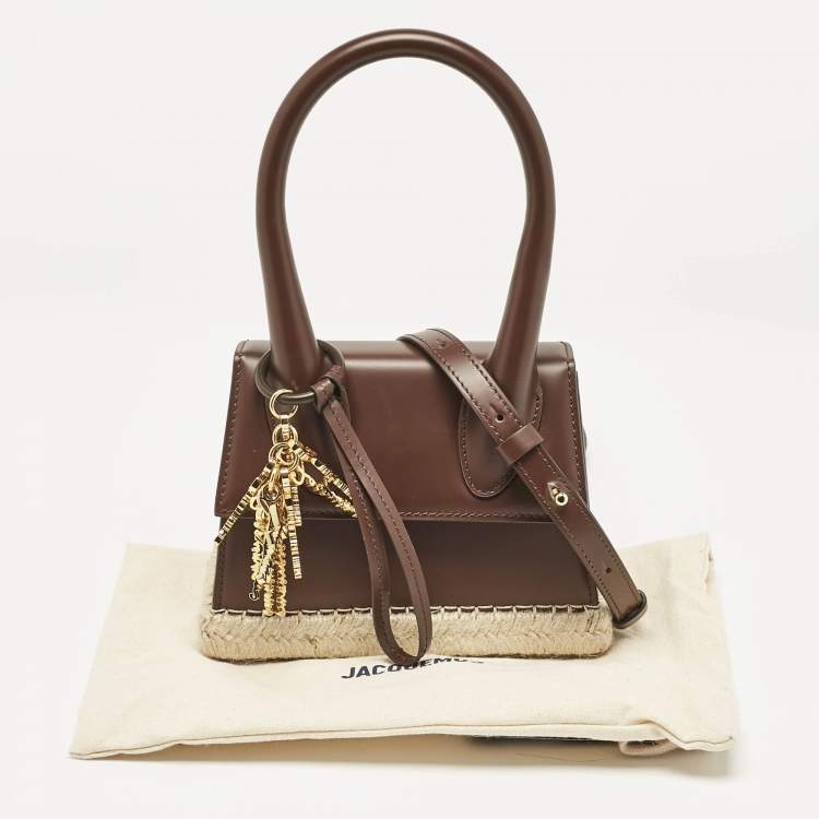 Pre Owned Jacquemus Cacao Leather Le Chiquito Moyen Cordao Top Handle Bag