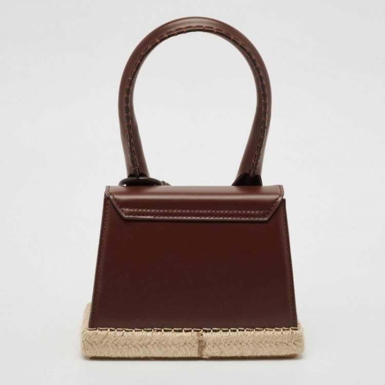 Pre Owned Jacquemus Cacao Leather Le Chiquito Moyen Cordao Top Handle Bag