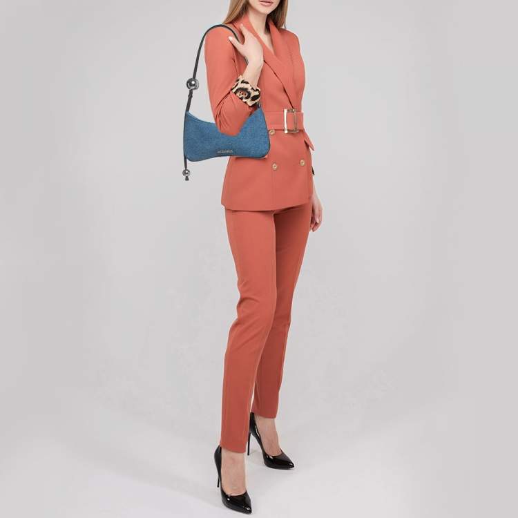 Pre Owned Jacquemus Blue Denim The Bisou Perle Shoulder Bag